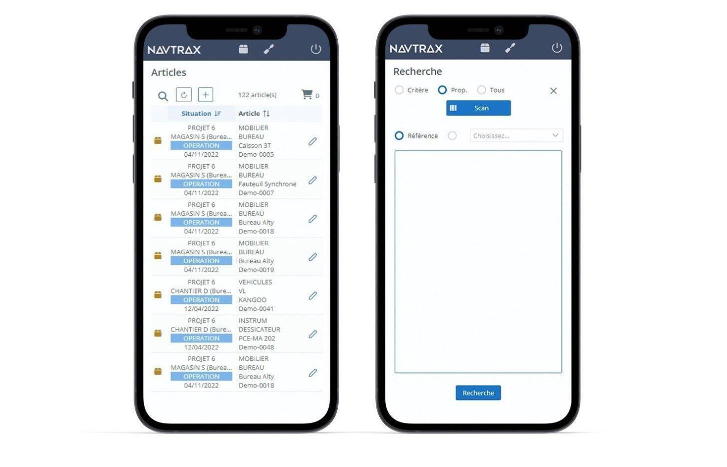 Gestion du matériel depuis le mobile